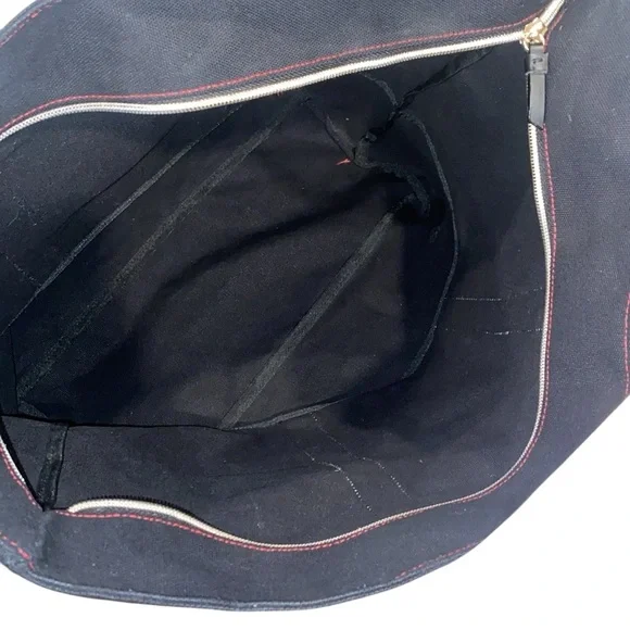 Victoria’s Secret black Canvas Tote Bag with signature red Logo Straps - Picture 7 of 8